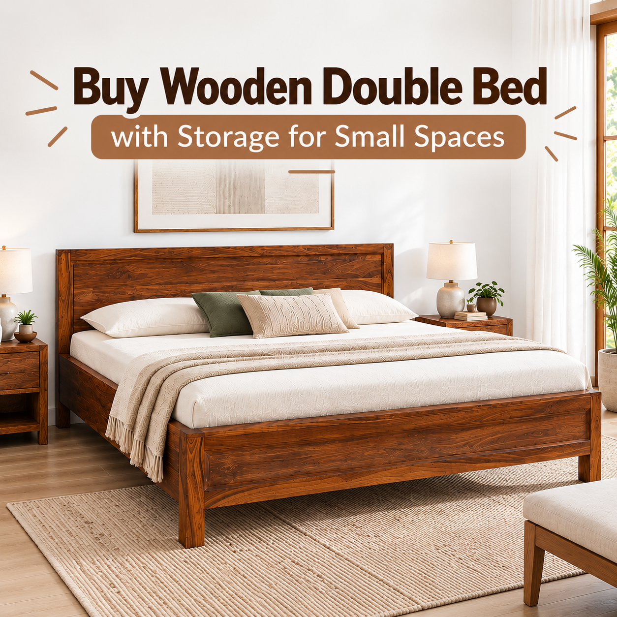 Buy Wooden Double Bed with Storage for Small Spaces