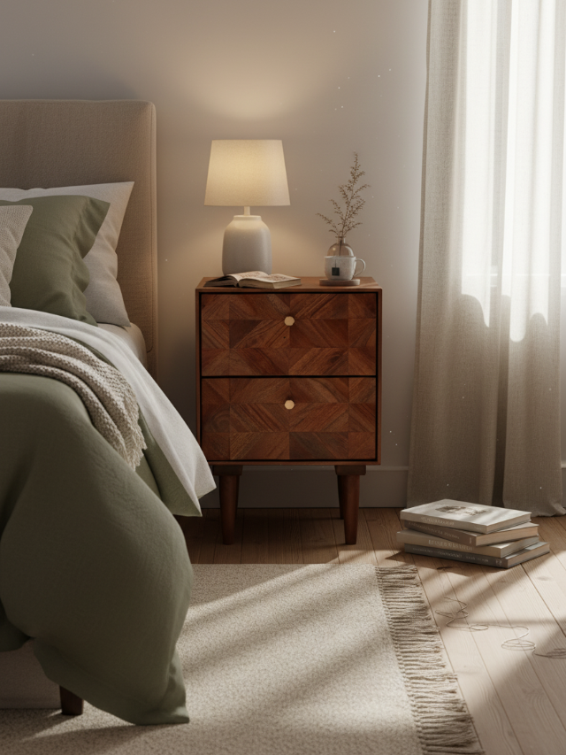 Aurum Solid Acacia Wood Bedside Table
