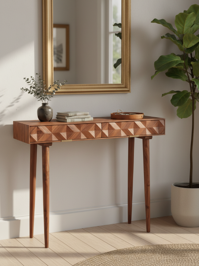 Aurum Solid Acacia Wood Desk (102 cm) — alternate view