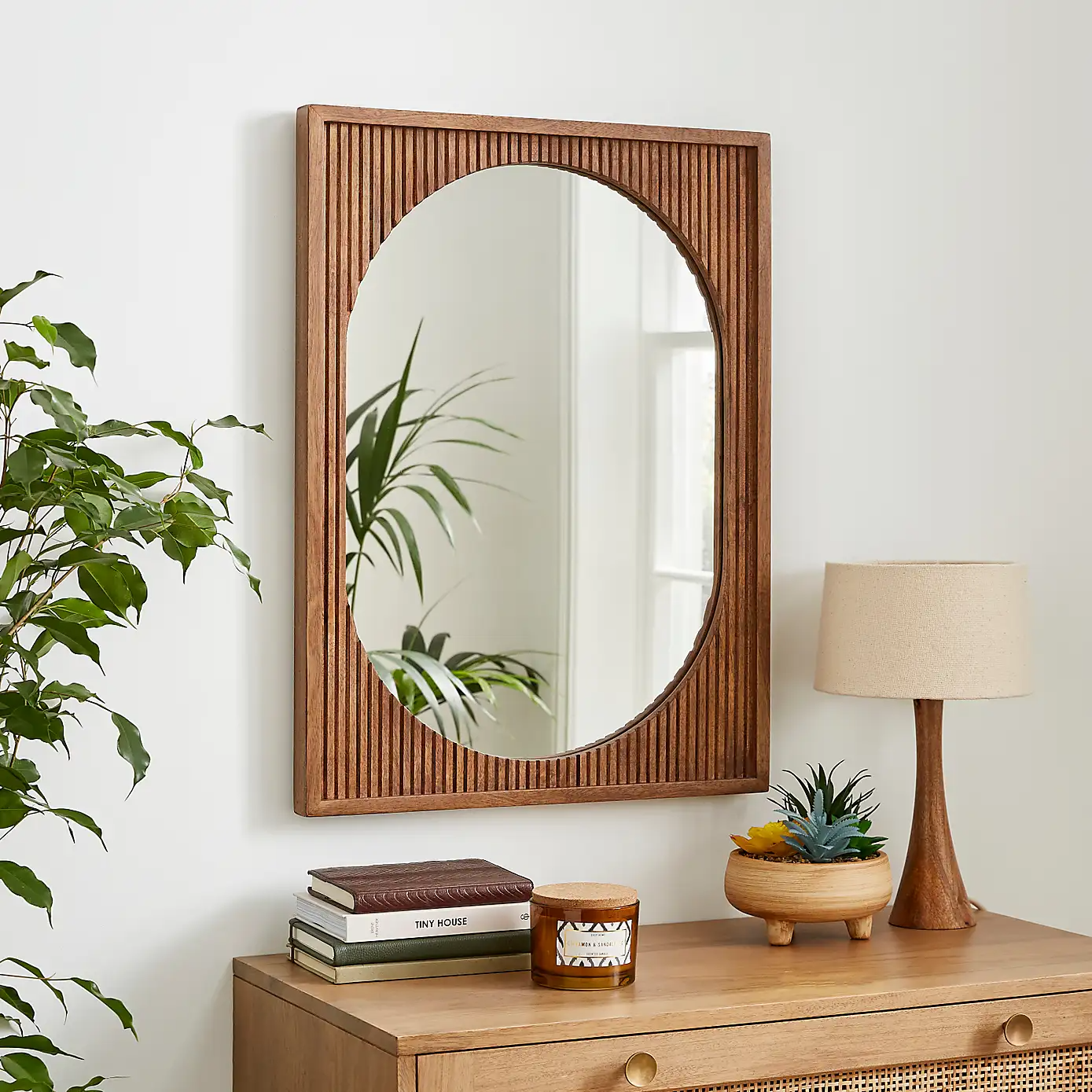 Diana – Solid Mango Wood Wall Mirror (50 cm, Rectangular)