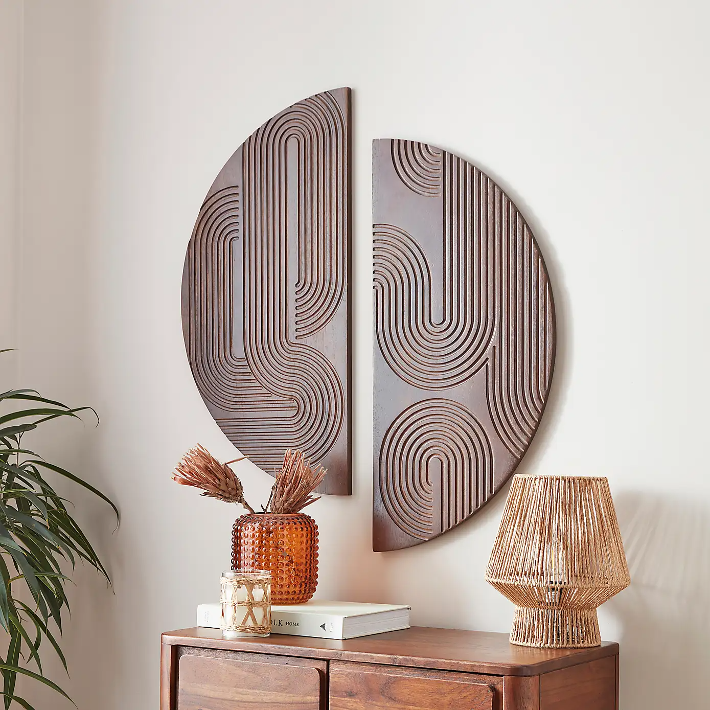 Diana – Solid Mango Wood Hand-Carved Wall Art (Set of 2 Panels)