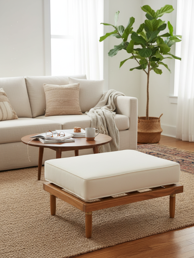 Aurum Solid Acacia Wood Footstool
