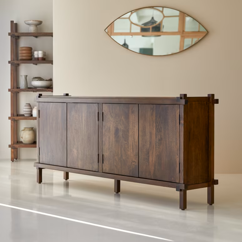 Hera – Solid Mango Wood Sideboard (190 cm, 4 Door)