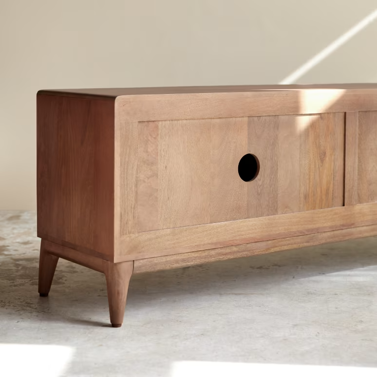 Eliana – Solid Mango Wood TV Cabinet (160 cm, 4 Door)