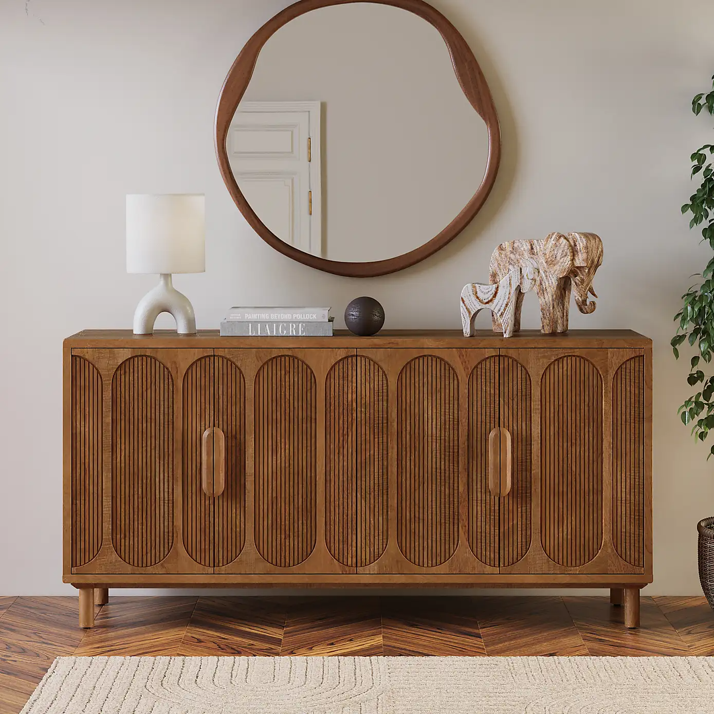 Diana – Solid Mango Wood Sideboard (145 cm, 4 Door)