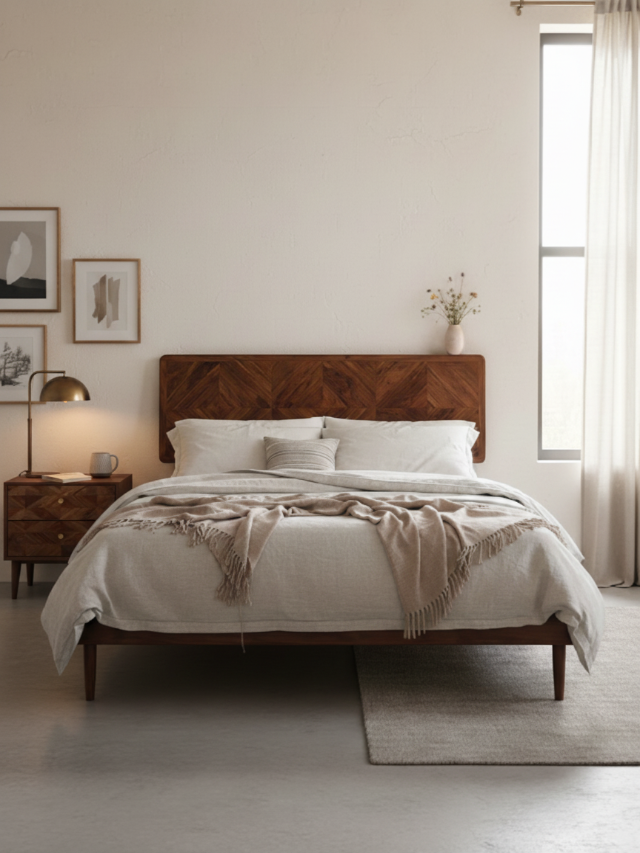 Aurum Solid Acacia Wood Queen Size Bed — alternate view