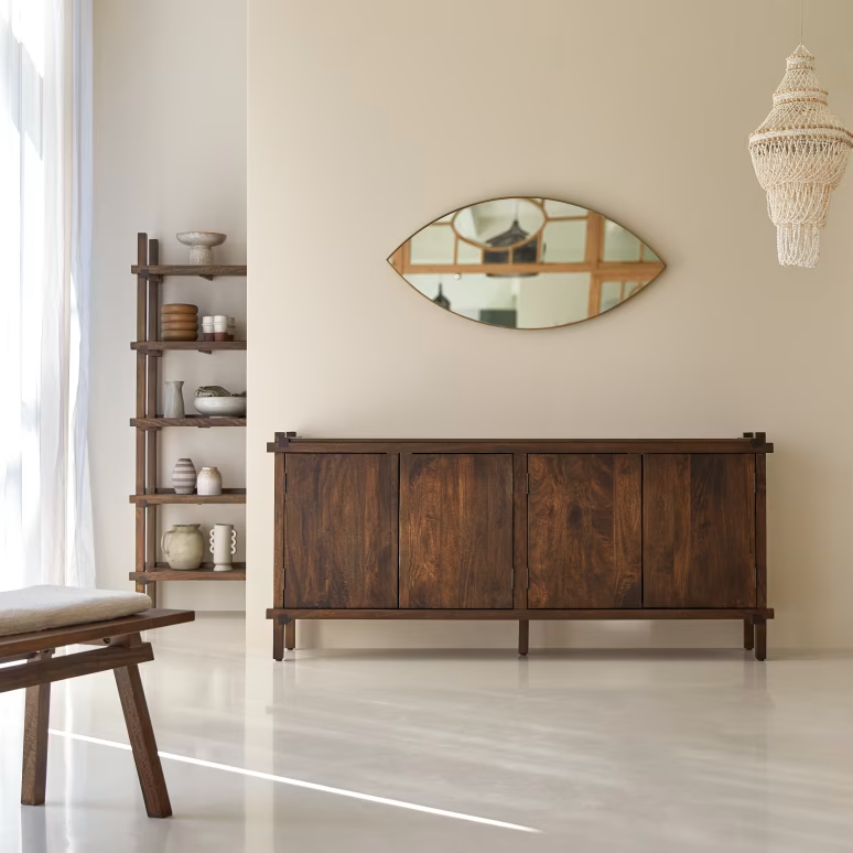 Hera – Solid Mango Wood Sideboard (190 cm, 4 Door) — alternate view