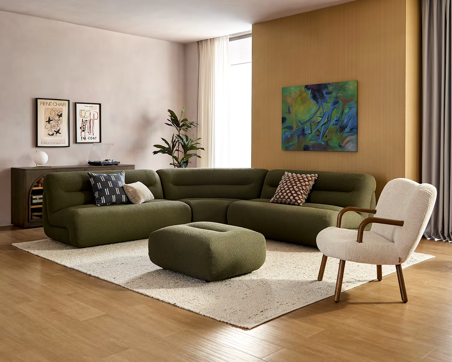 Bombé L-Shape Sectional Sofa