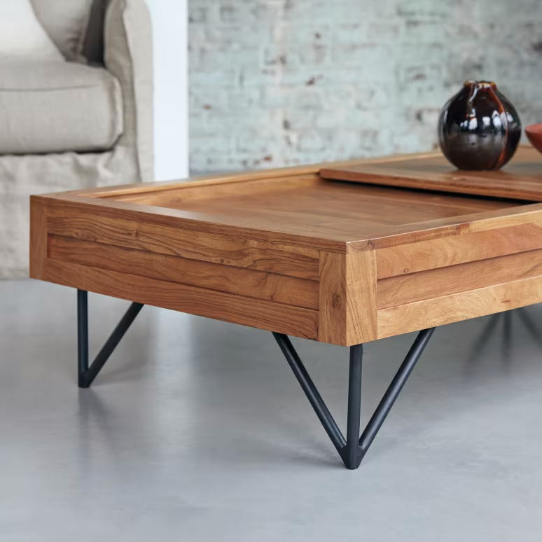 Elio – Solid Acacia Wood Coffee Table (117 cm)