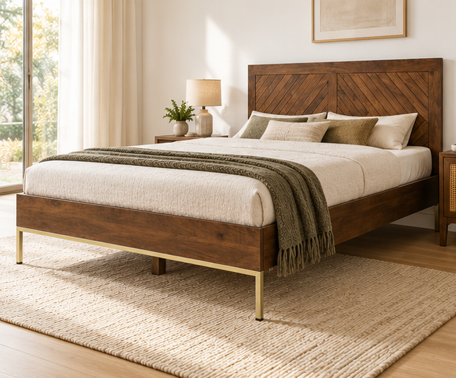 Niva Wooden Double Bed