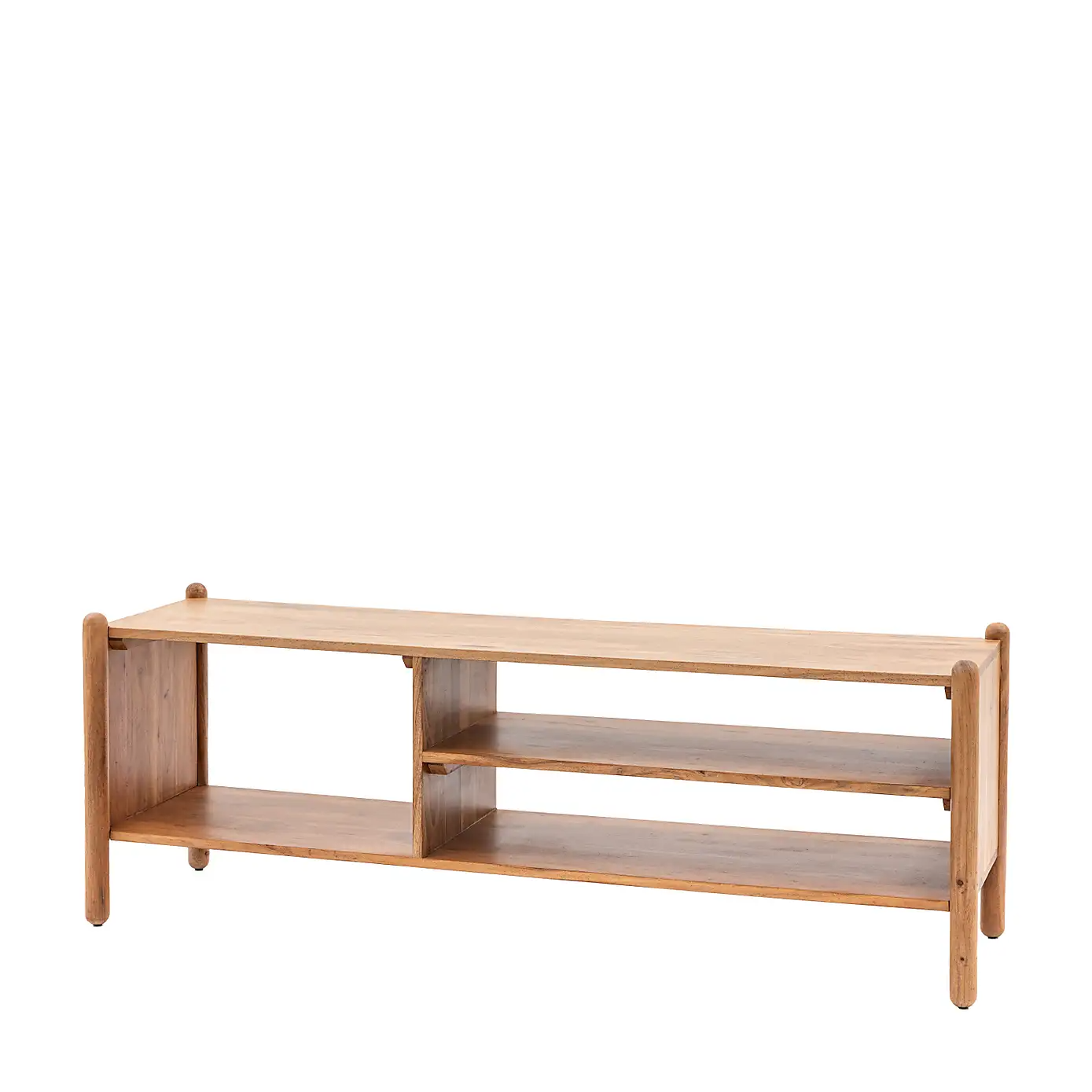 Boho – Solid Mango Wood TV Cabinet (145 cm, Rattan Shelf)