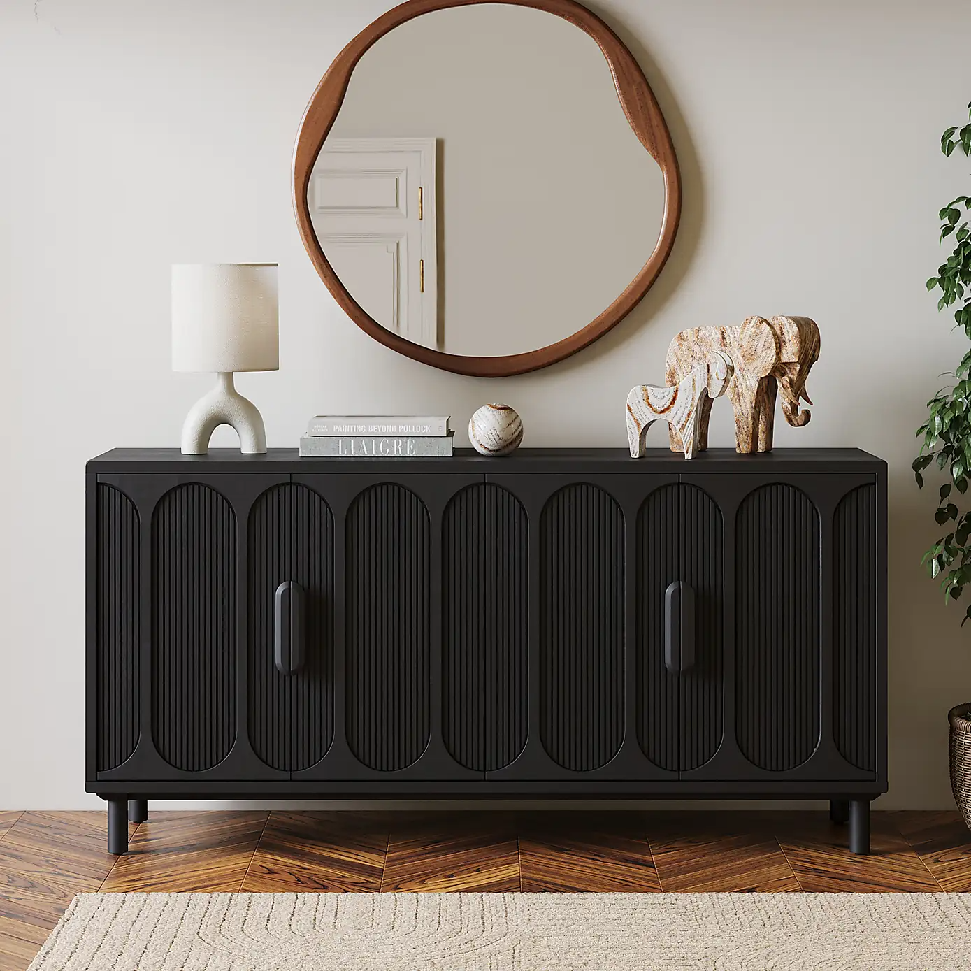 Diana – Solid Mango Wood Sideboard (145 cm, 4 Door)