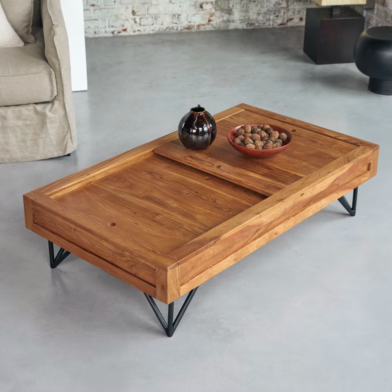 Elio – Solid Acacia Wood Coffee Table (117 cm) — alternate view