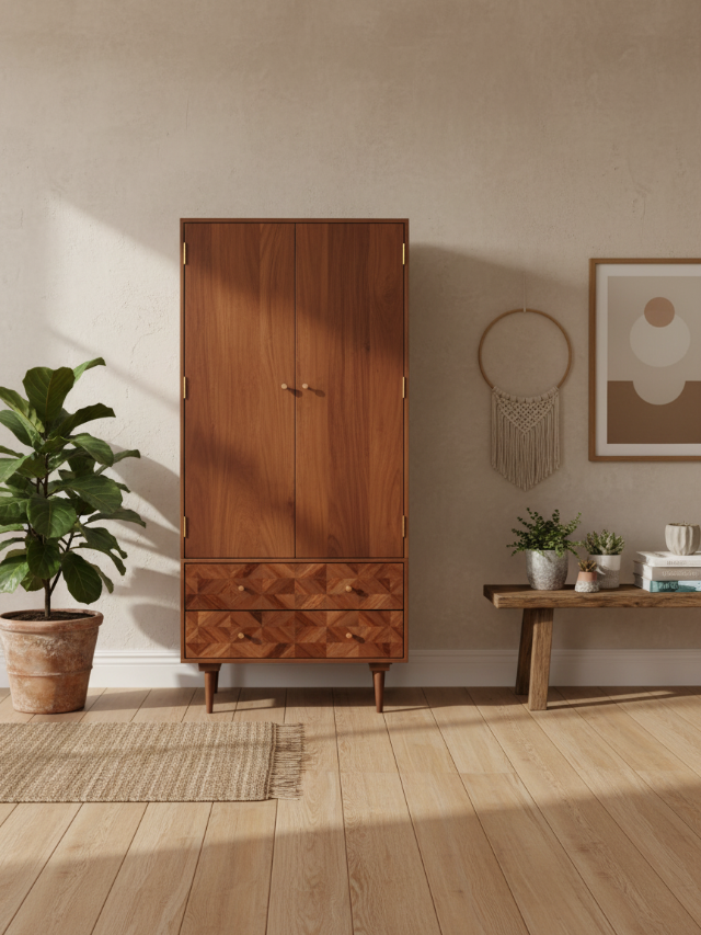 Aurum Solid Acacia Wood Wardrobe — alternate view