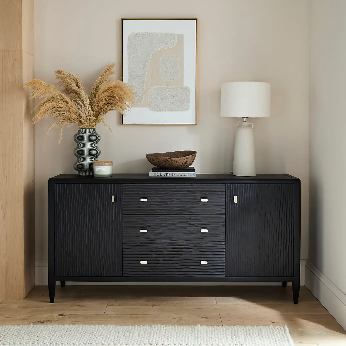 Artisan Carve – Solid Mango Wood Sideboard (145 cm, 2 Door)