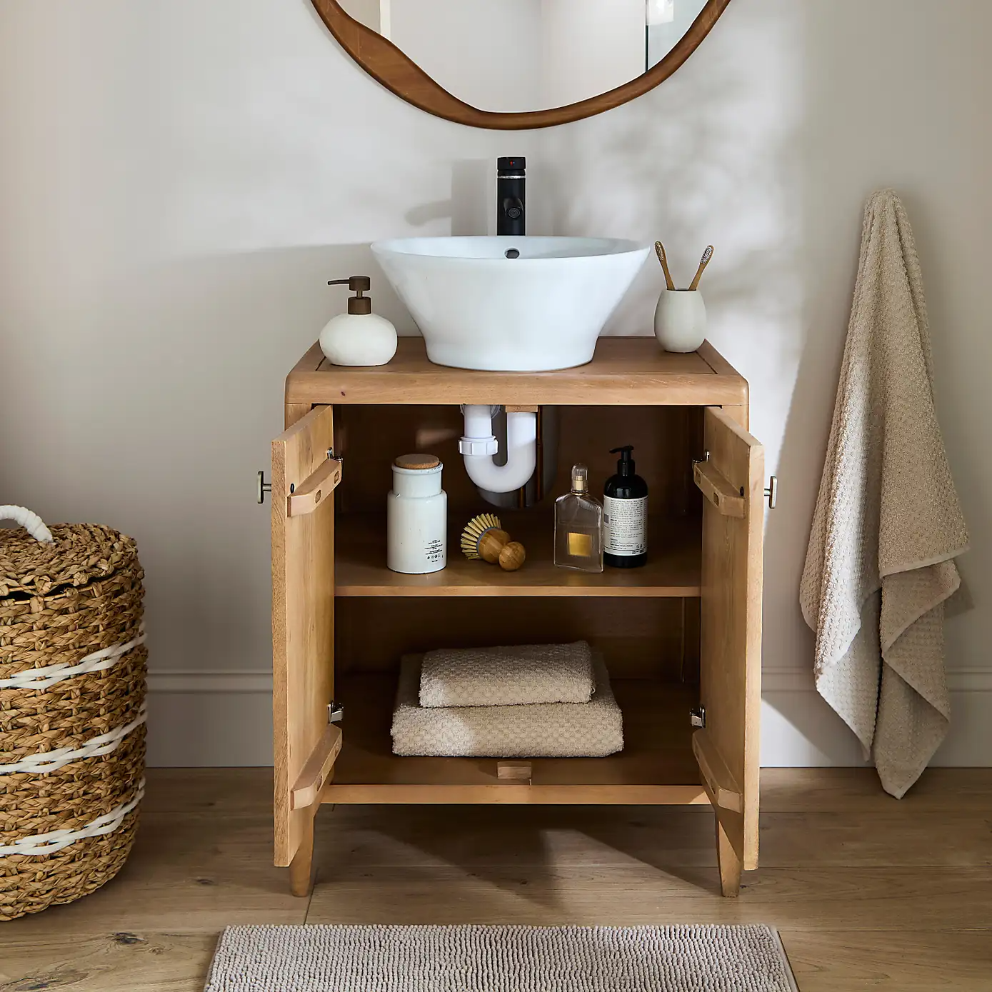 Artisan Carve – Solid Mango Wood Bathroom Vanity Unit — alternate view