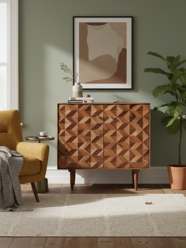 Aurum Solid Acacia Wood Side Board — alternate view