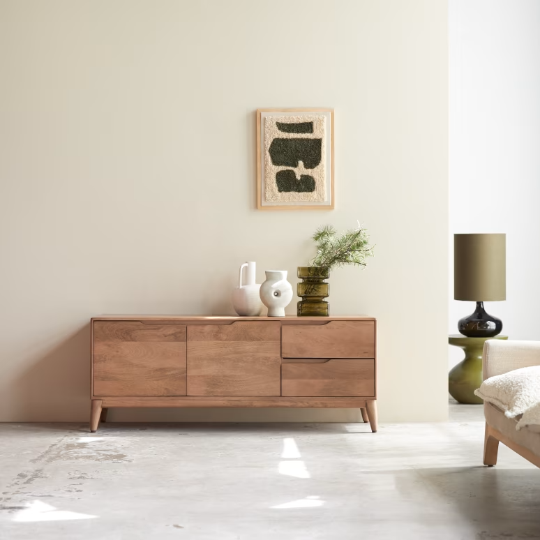 Eliana – Solid Mango Wood TV Cabinet (140 cm, 2 Door)
