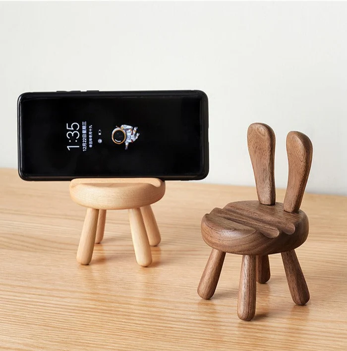 Vera Solid Wood Rabbit Mobile Phone Holder
