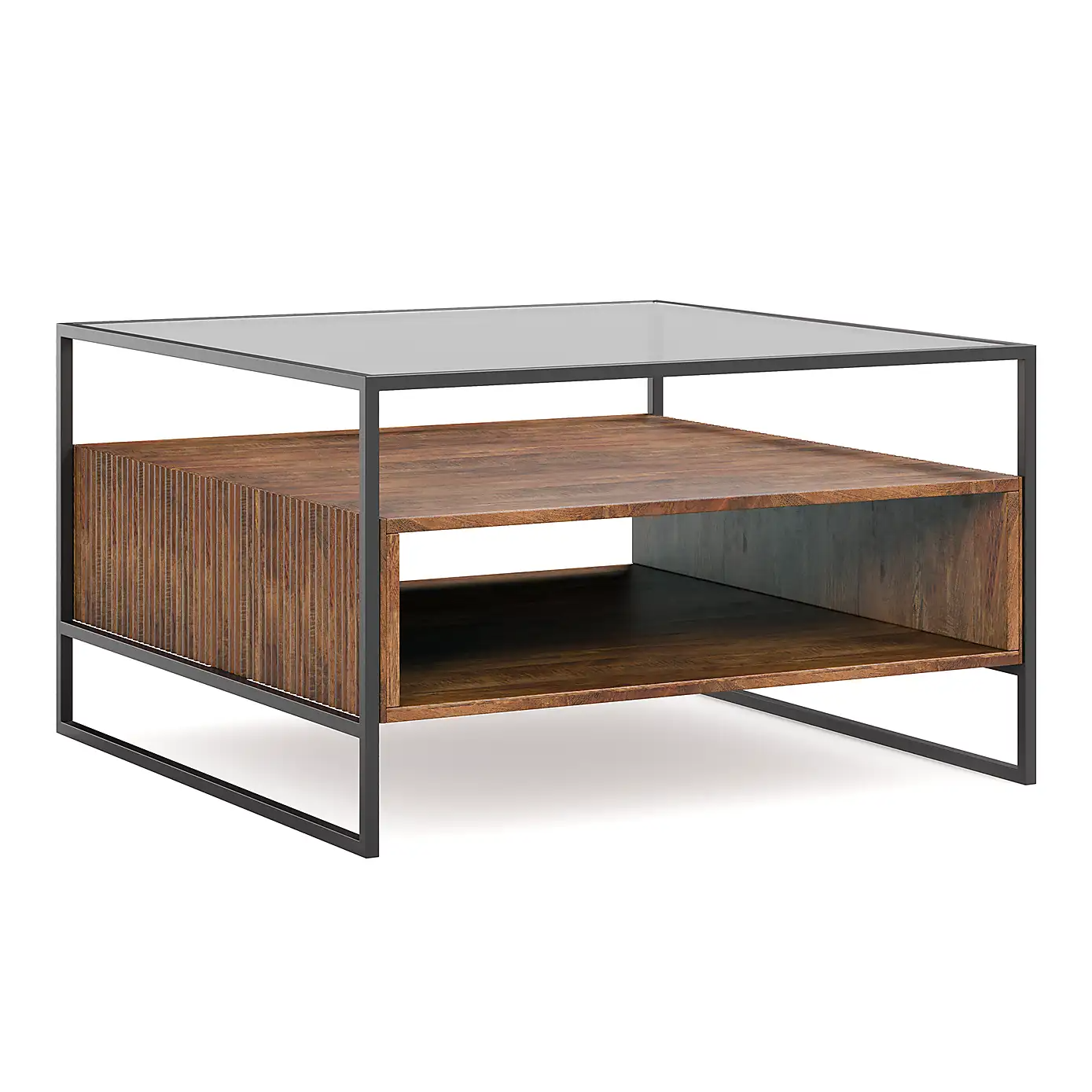 Ribbed Glass Square Coffee Table