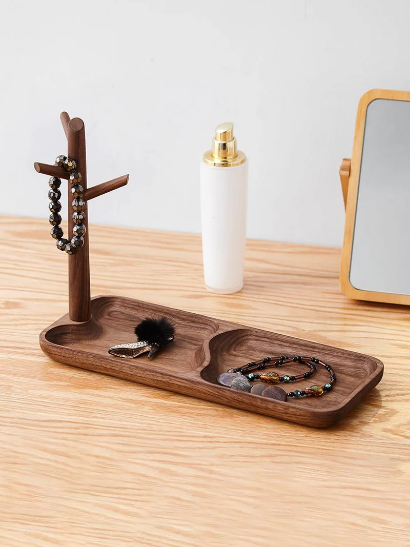 Vera Solid Wood Key Holder with Storage Tray — alternate view