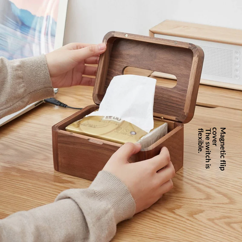 Vera Solid Wood Nordic Tissue Box with Magnetic Lid
