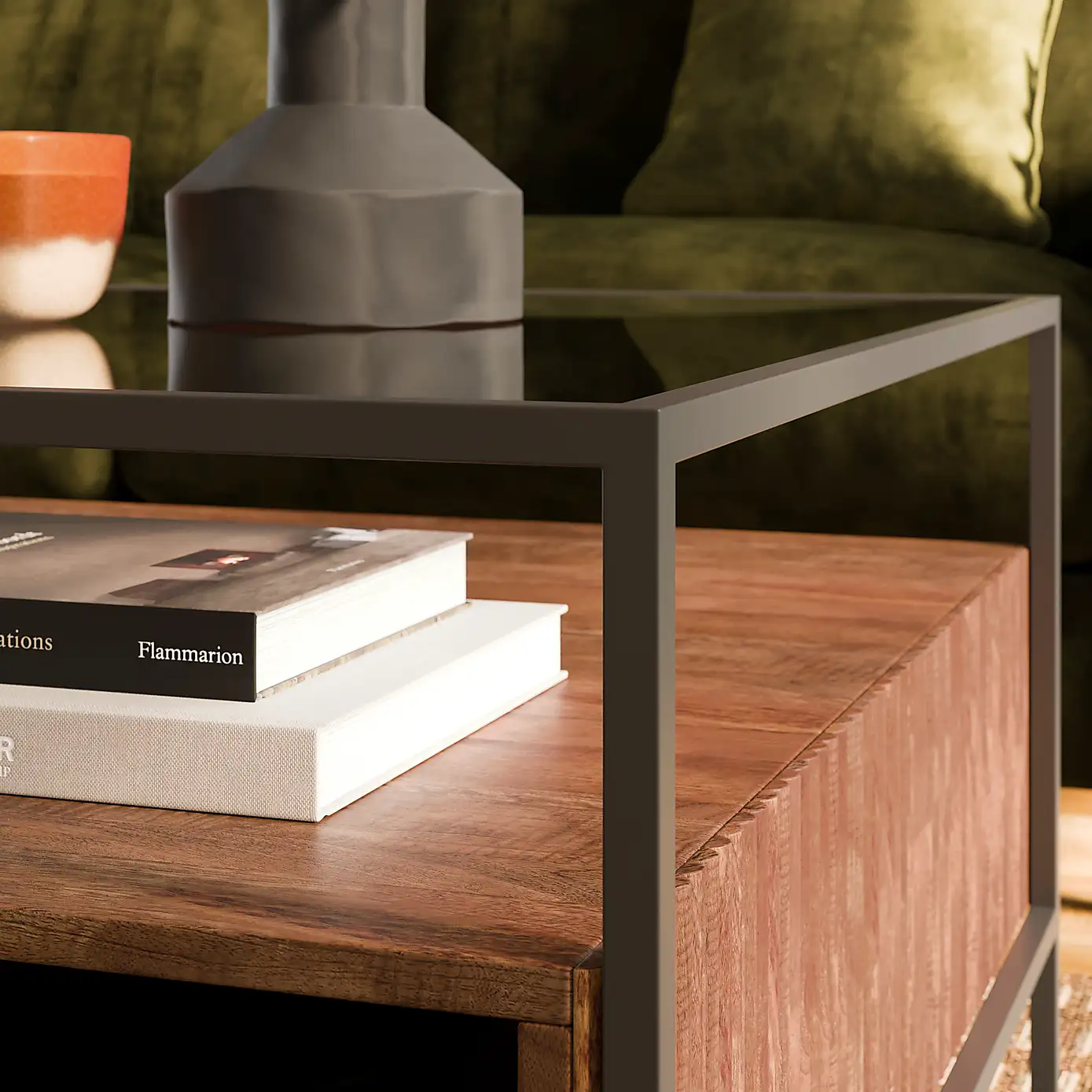 Ribbed Glass Square Coffee Table