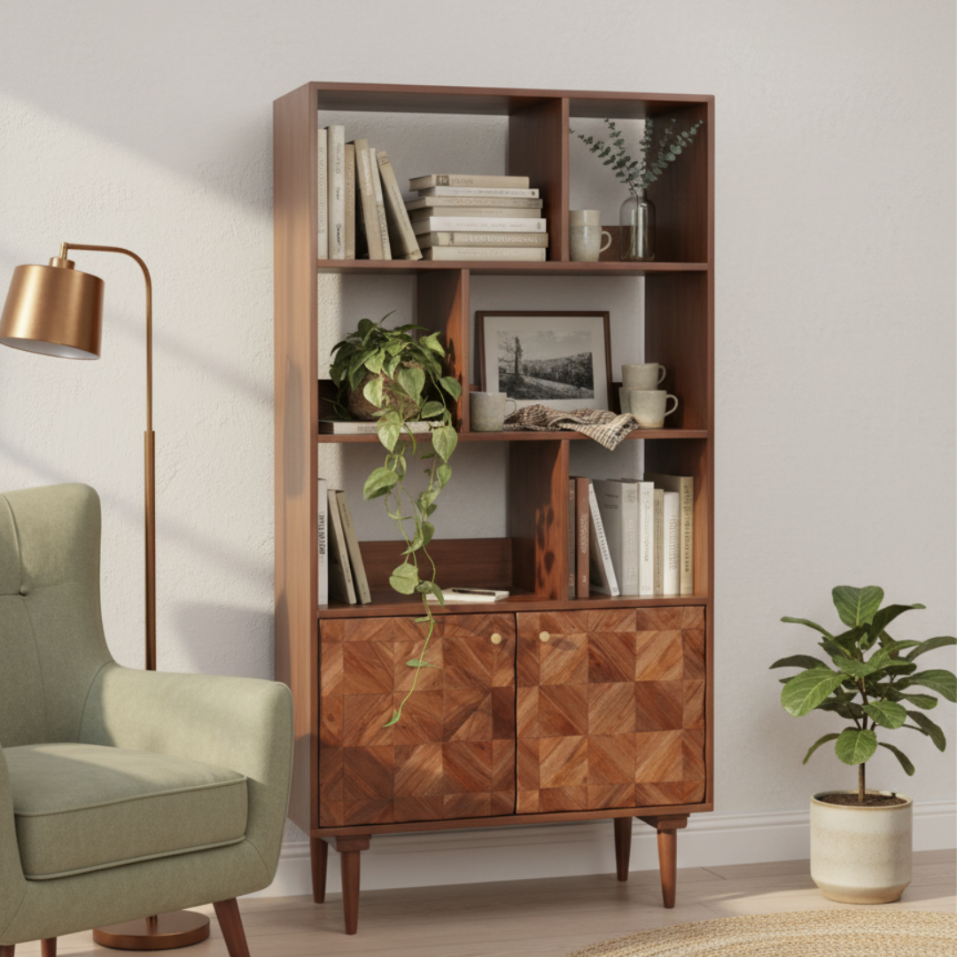 Aurum Solid Acacia Wood Bookcase
