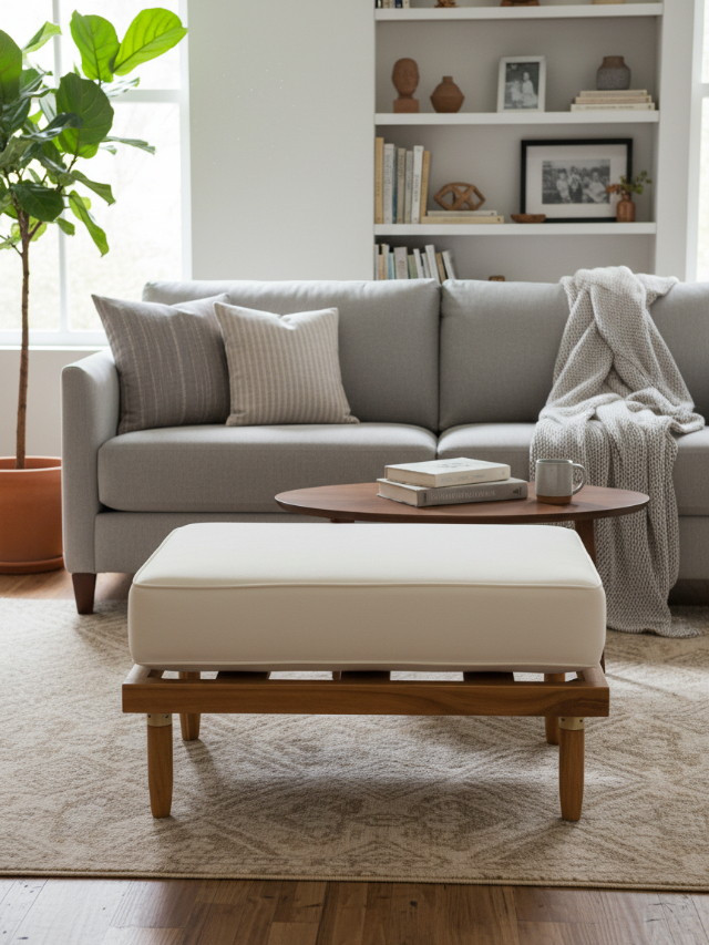 Aurum Solid Acacia Wood Footstool