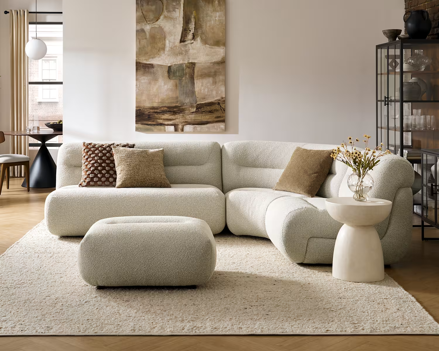 Bombé 3-Piece Chaise Sectional Sofa