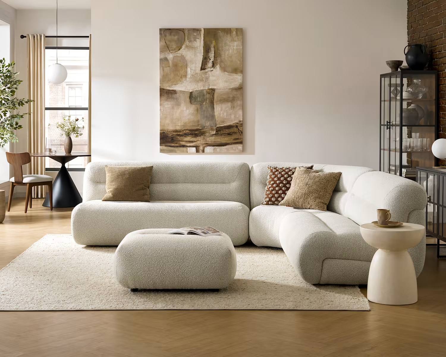 Bombé L-Shape Sectional Sofa