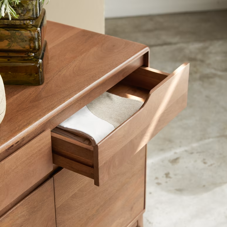 Eliana – Solid Mango Wood Sideboard (145 cm, 3 Doors, 3 Drawers)