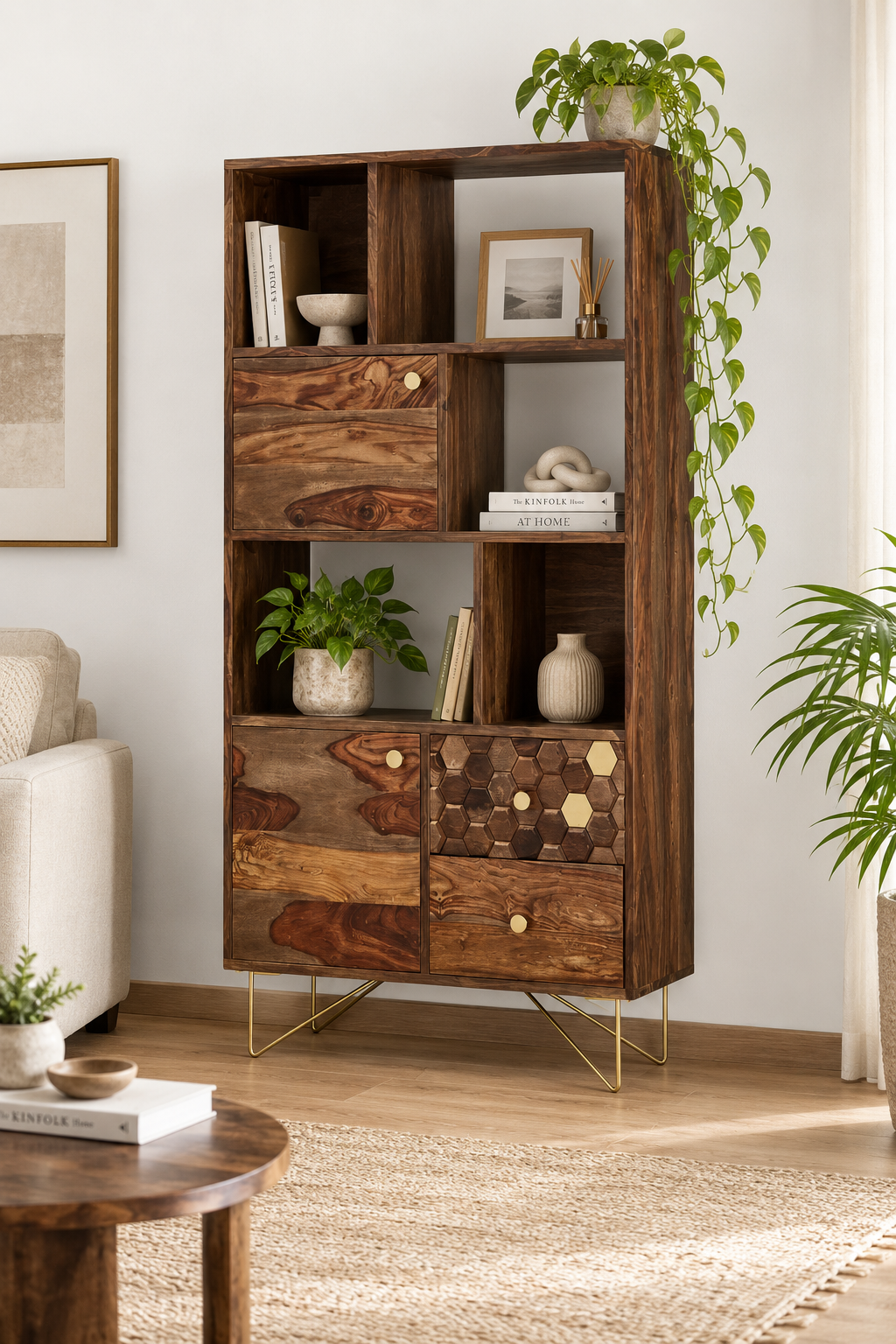 Yati wooden bookcase — alternate view