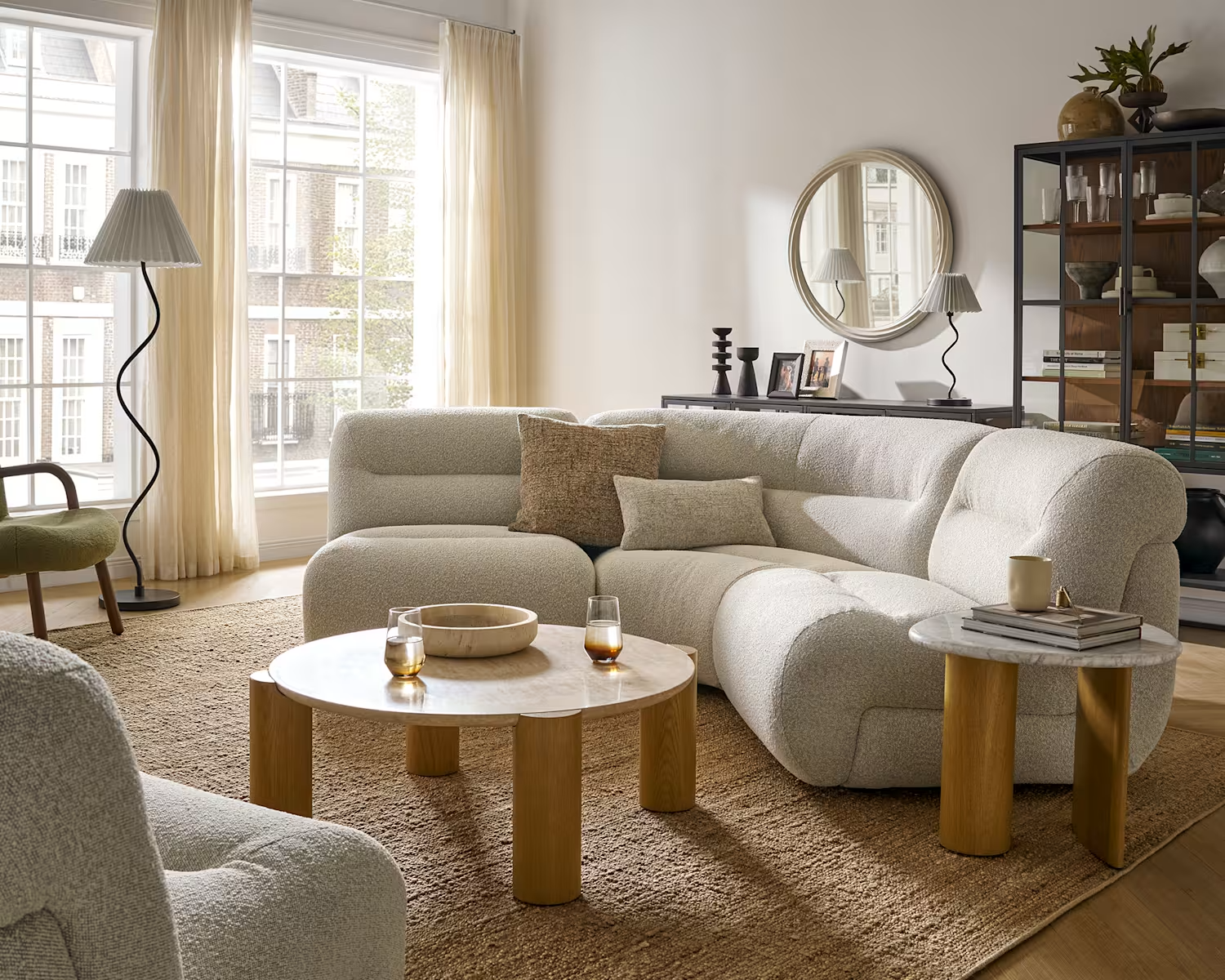 Bombé 3-Piece Sectional Sofa