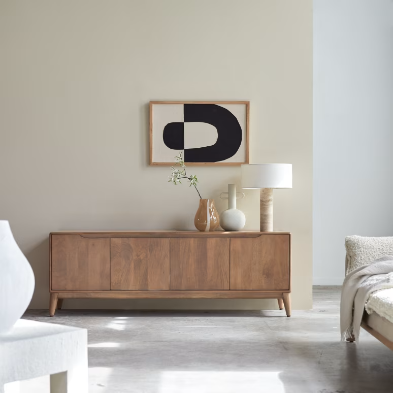 Eliana – Solid Mango Wood TV Cabinet (160 cm, 4 Door)