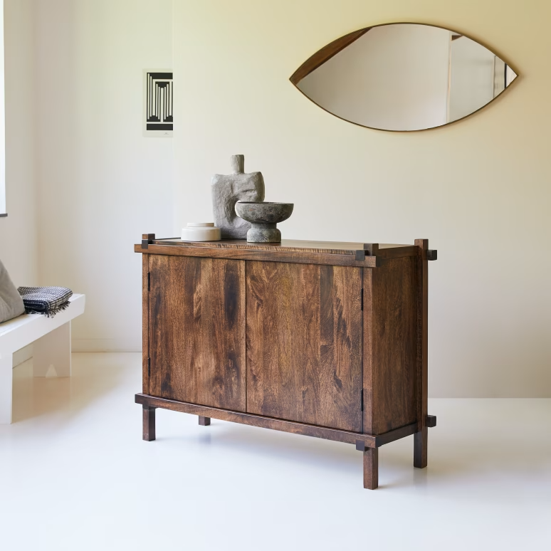 Hera – Solid Mango Wood Sideboard (117 cm, 2 Door)