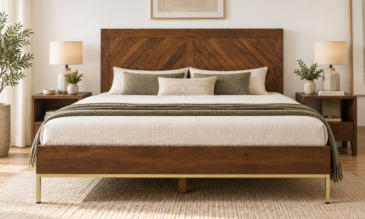 Niva Wooden Double Bed