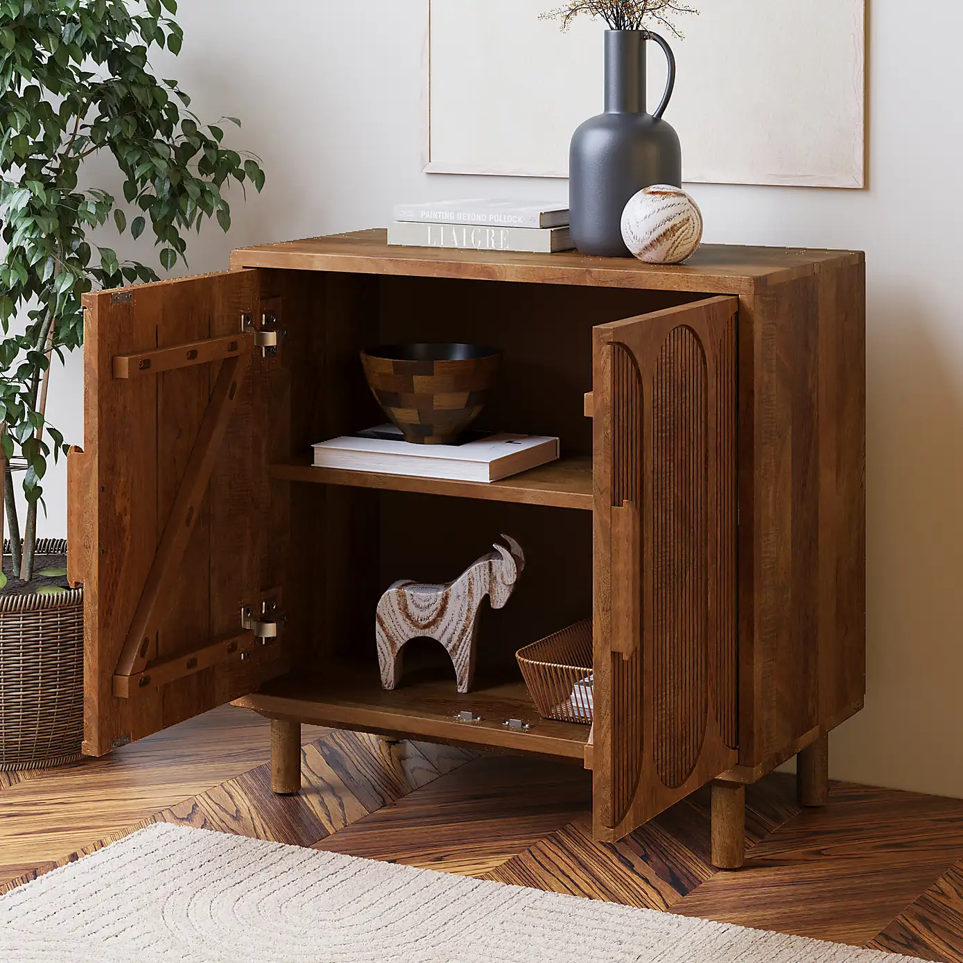 Diana – Solid Mango Wood Sideboard (77 cm, Compact Storage)