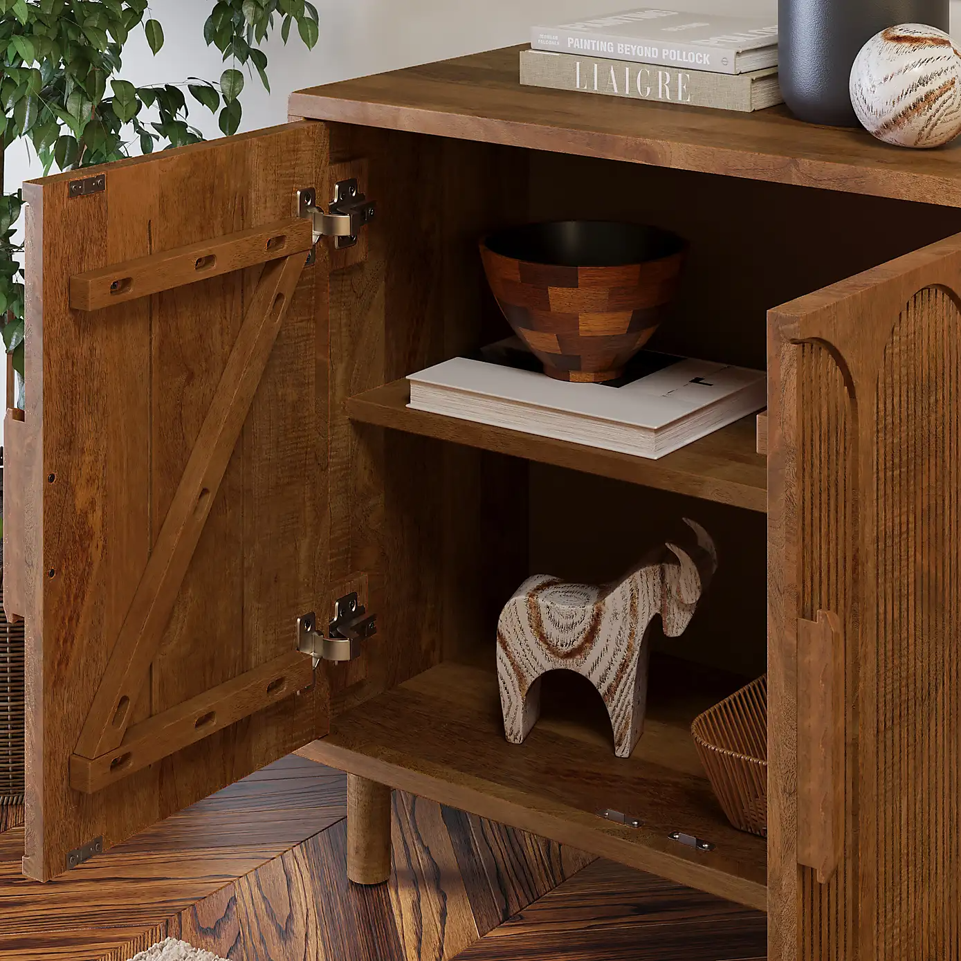 Diana – Solid Mango Wood Sideboard (77 cm, Compact Storage)
