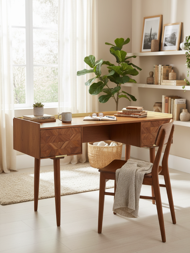 Aurum Solid Acacia Wood Desk (132 cm)