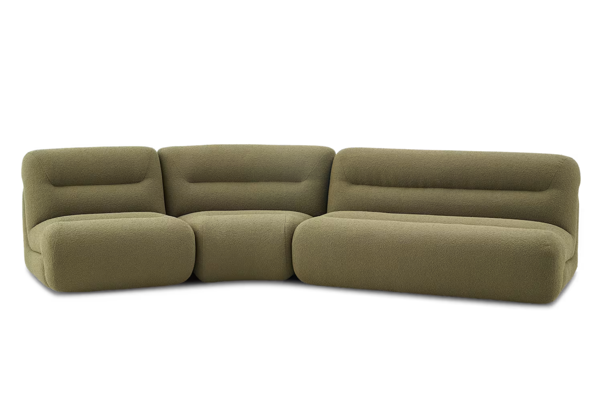 Bombé Angled Chaise Sectional Sofa