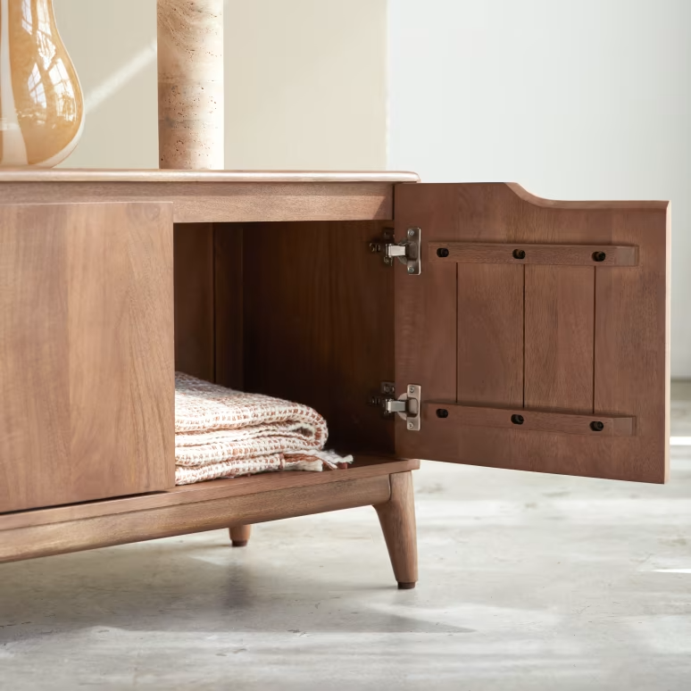 Eliana – Solid Mango Wood TV Cabinet (160 cm, 4 Door)